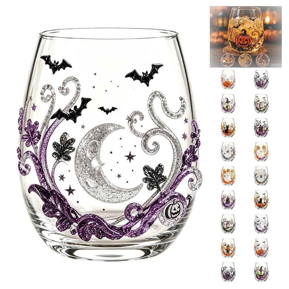 2D Print Tentacle Halloween Glass Skull Ghost Clear Stemmed Cup Gift Drinking Wine Cup Bar