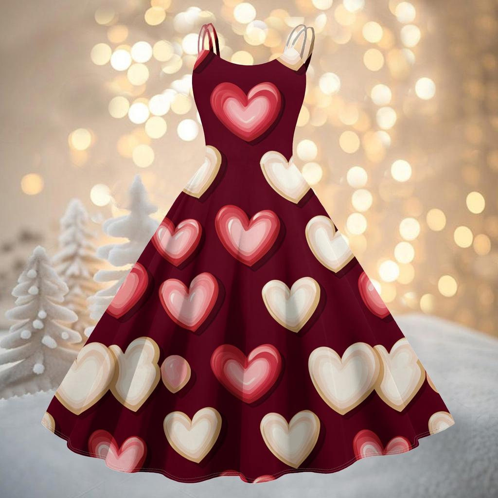 Women's Fashion Valentine's Day Printed Sexy Strapless Gothic Cocktail Dress Punk, Vintage Dress.