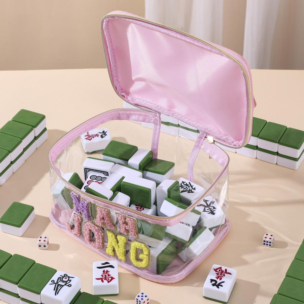 Mahjong Transparent Cosmetic Travel Bag, Wet & Dry Separation, Large Capacity Wash Bag