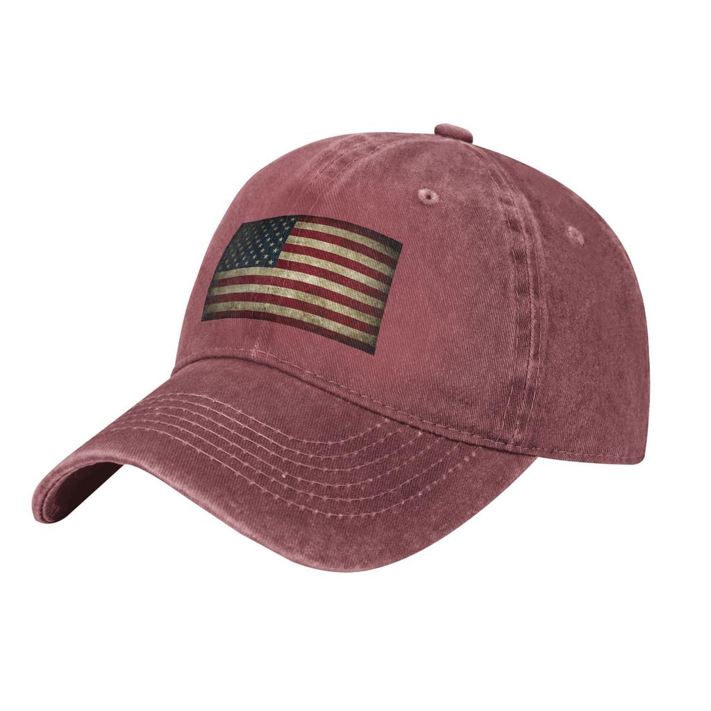 Vintage American Flag Baseball Cap Distressed Washed Cotton Adjustable Hat for Unisex