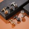 New Golden Silver Black Color Round Ball Cufflinks for Men Jewelry Accessories Suit Gentleman Cuff Link Luxury Jewelry