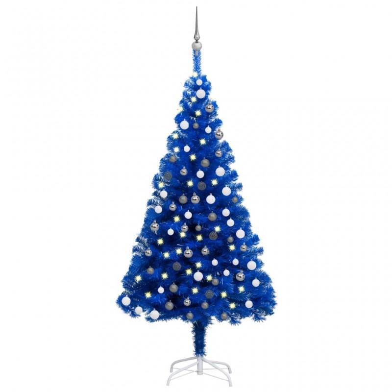 Day and Night - Day and Night Pre-lit Christmas Tree with Lights and Blue Balls 180 Cm