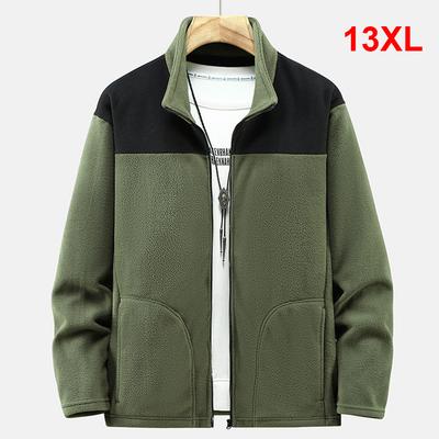 Мужская куртка из полярного флиса большого размера 13XL, осенне-зимняя, теплая, с пэчворком, модная, повседневная верхняя одежда, большого размера
