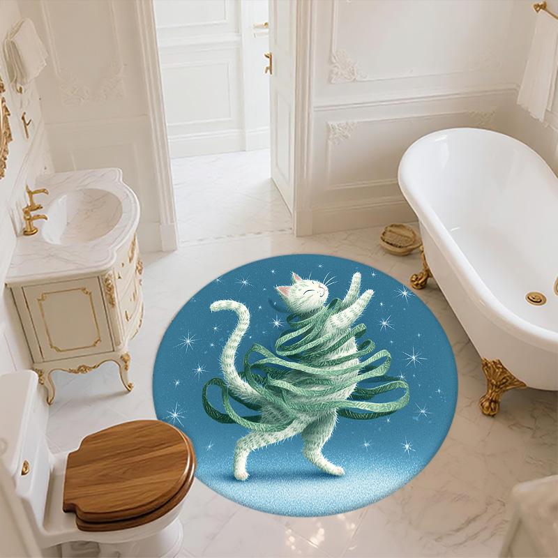 Star and Snowflake Animals  Round Area Rug,Carpet Rug for Living Room Bedroom Sofa Playroom Decor,Non-slip Floor Mat