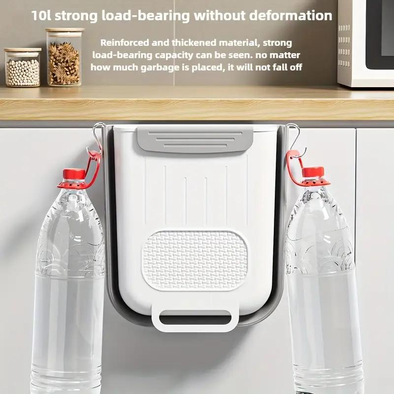 Складной настенный кухонный мусорный бак, экономящий место на дверце шкафа, мусорное ведро емкостью 10 л, без изгиба
