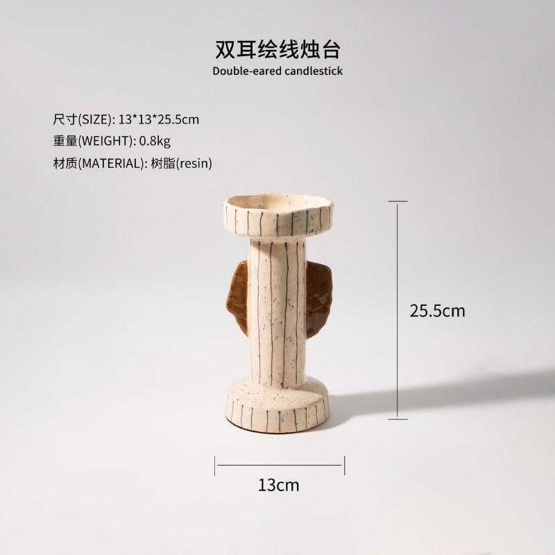 Modern Wabi-Sabi Resin Candle Holder Set Living Room Dining Decor Minimalist Home Accessories