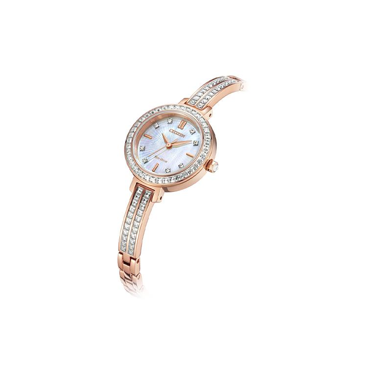 Citizen Коллекция Eco-Drive Часы на кварцевом механизме с питанием от света Женские часы Белый циферблат EM0863-53D
