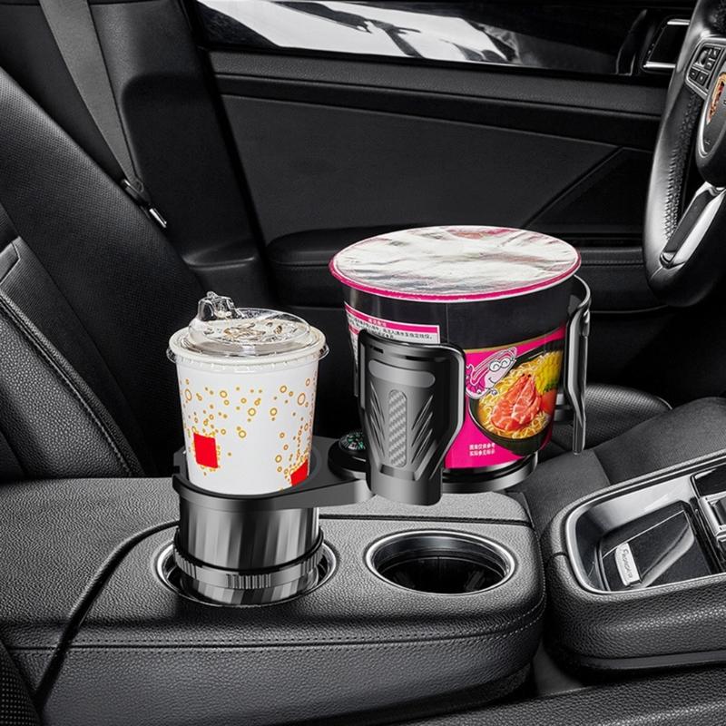 Многофункциональный автомобильный держатель для стаканов 2 в 1, адаптер для расширения объема напитков, подставка-лоток, вращающаяся на 360 градусов, органайзер, нескользящая
