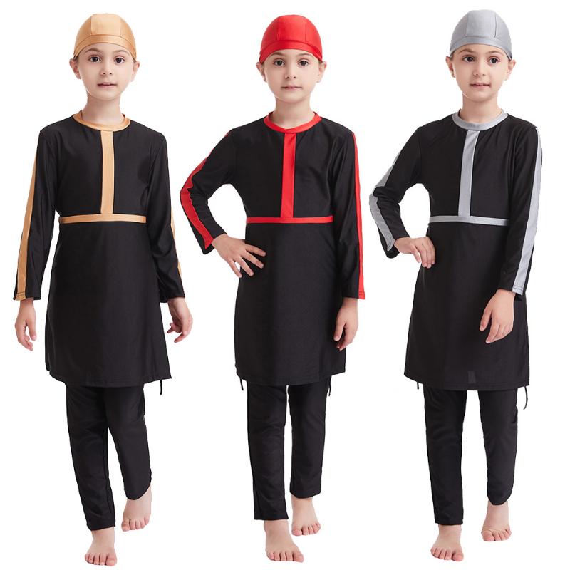 Swimming Wear for Girls Muslim Islamic Three Pieces Swimsuit Kids' Burkinis Swimwear for Children Swimming Set 3-12 Years
