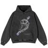 Streetwear Retro Skull Graphic Washed Black Oversized Unisex Y2K Hoodie