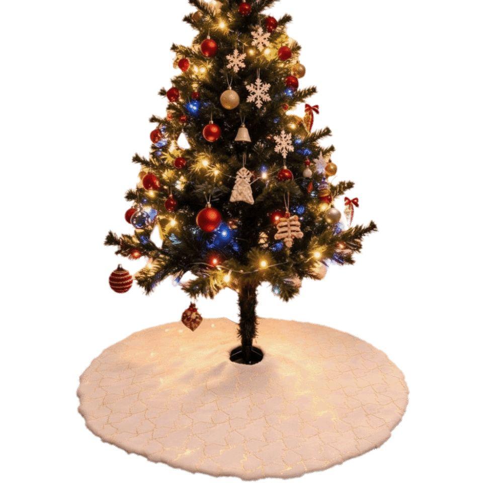 Minimalist Christmas Tree Skirt Shiny Sequins Fluffy Tree Carpet Round Soft Faux Fur Tree Base Cover Festive Occasion