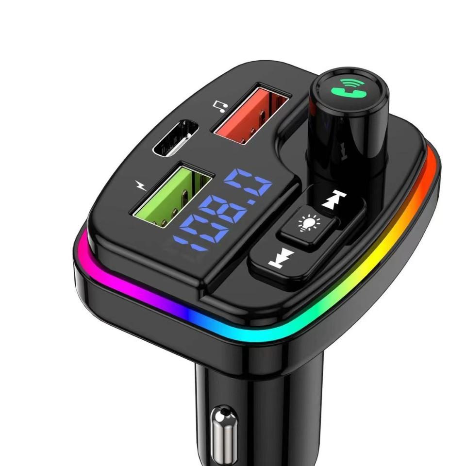 Автомобильный MP3 Bluetooth 5.0 FM-передатчик Двойной USB 3.1A PD Type-C Быстрая зарядка Цветная подсветка Салонные аксессуары Комплект плеера