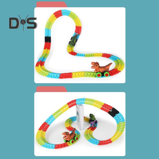 1 набор игрушечных треков для машинок-динозавров с легкой музыкой, обучающая самодельная трасса для строительства, антигравитационная игра-динозавр, американские горки, гоночная игрушка для скалолазания