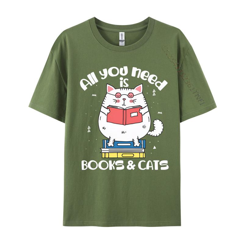 Unisex Funny Tshirts All You Need Is Books Cats Tshirts Reading Book Tshirt Fashion Cotton Tees Custom New Tops Tees