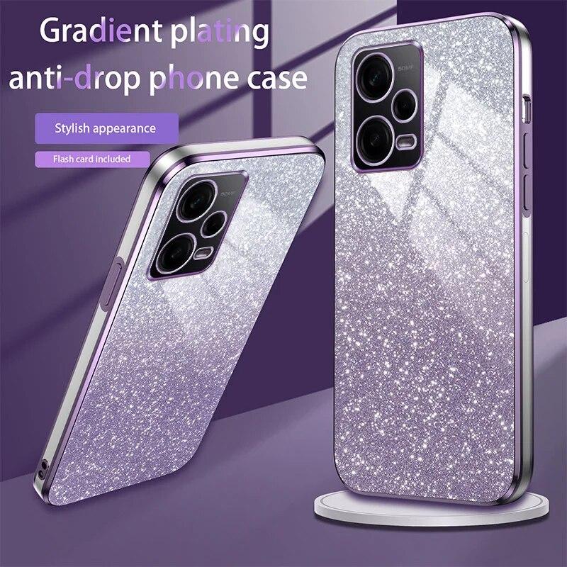 Fashion Gradient Bling Plating Case For Xiaomi Redmi Note 12 Pro 12S 11 11S 10 9 9S 8 Redmi 13C 12C 10C K60 K50 K40 Silicone Cases Glitter Back Cover