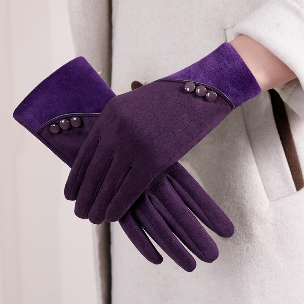 Thick Touch-Screen Gloves Elegant Windproof Suede Gloves Daily Wear Winter Thermal Gloves Driving