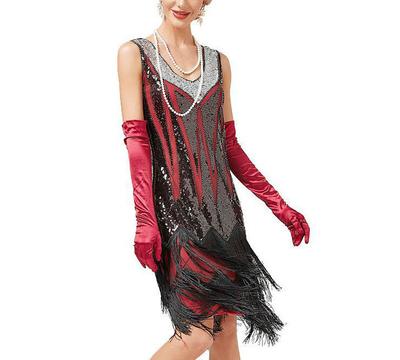 Женское вечернее сексуальное платье, модное однотонное платье с блестками и бахромой