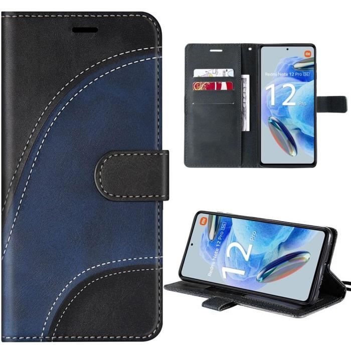 Coque - E.F.CONNECTION - Pour Xiaomi Redmi Note 12 Pro 5G - Cuir PU - Support réglable - Protection contre chutes