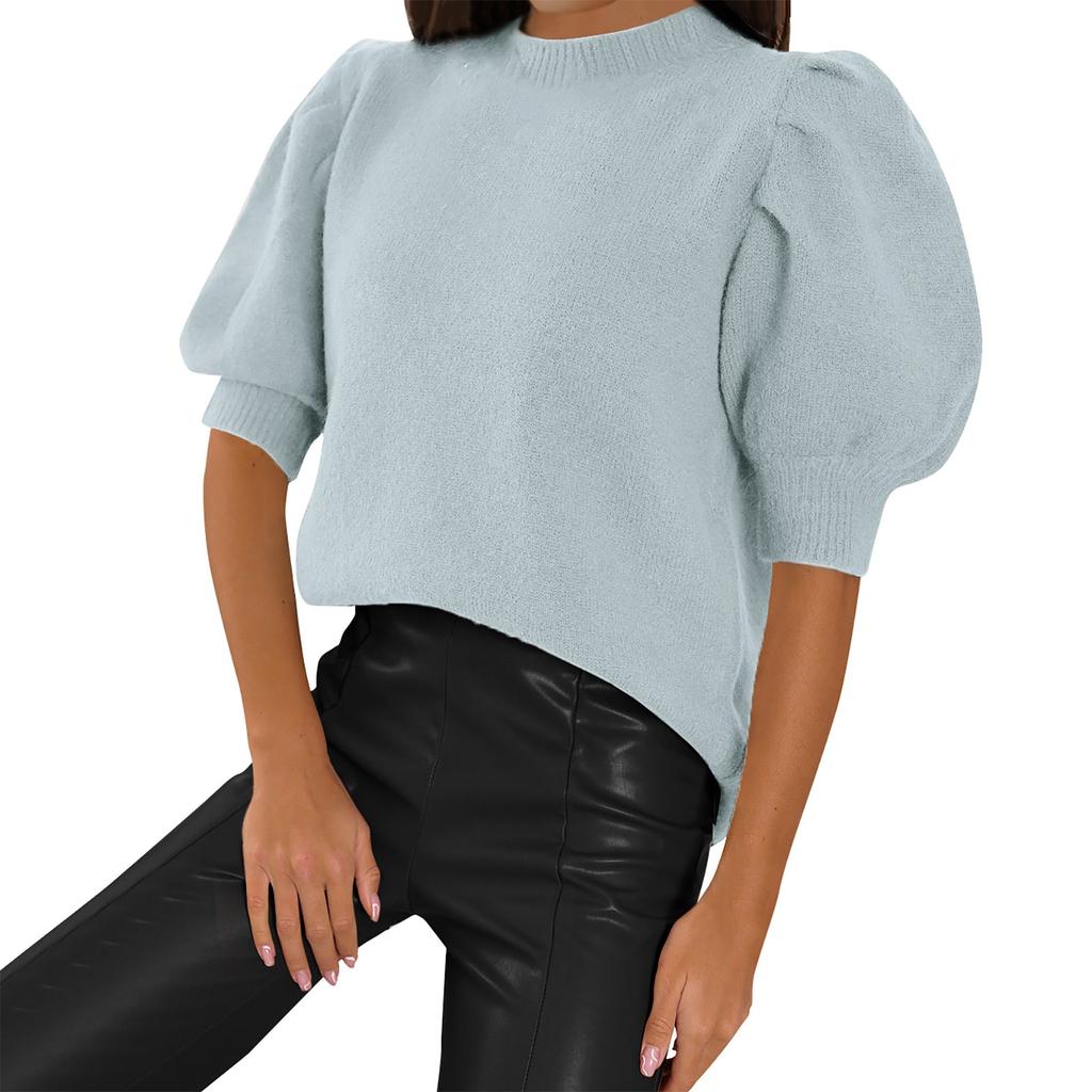 Женские объемные вязаные свитера с короткими рукавами, топы, повседневные пуловеры, рубашки