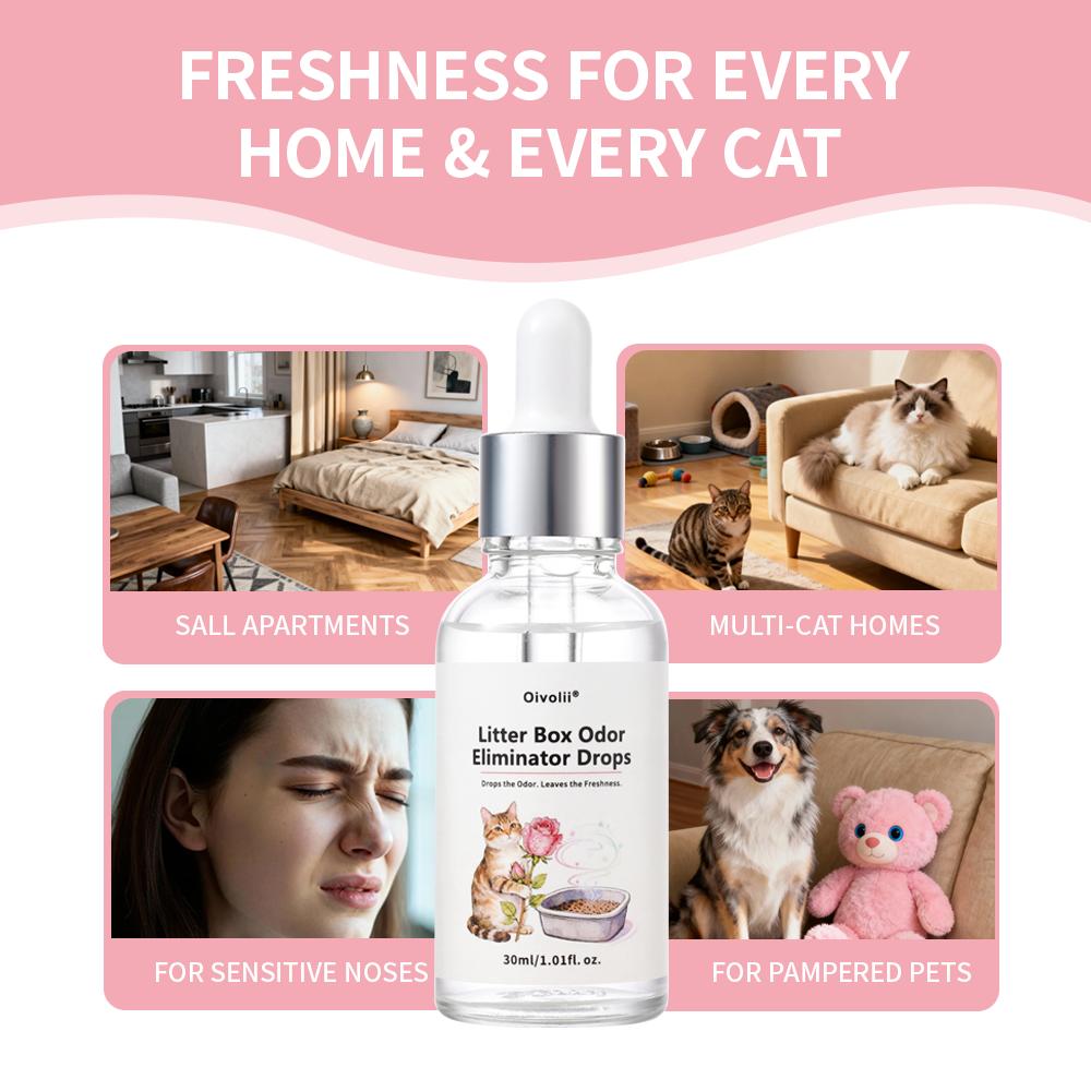 Oivolii Rose Fragrance Pet Litter Odor Eliminator Drops Effective Odor Reduction Fresh Scent Formula