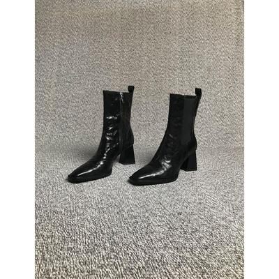 2025 Осень/Зима Ботильоны до щиколотки на массивном каблуке с квадратным носком - Модные стили Челси и Мартин