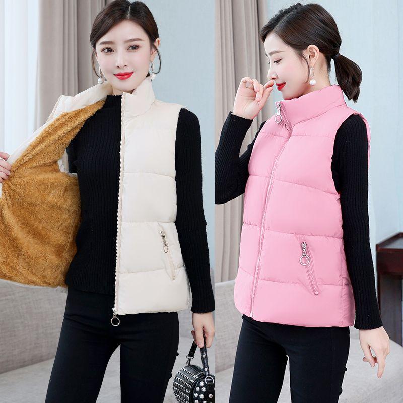 Thickened Warm Vest for Women Loose-Fit Sleeveless Coat with Short Padded or Autumn and Winter