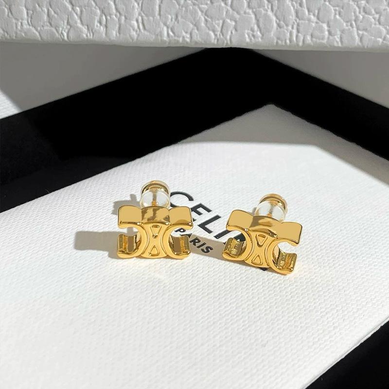 1 пара модных сережек-пусетов в форме двойной буквы C из меди с серебряной иглой для женщин и девушек, гипоаллергенные, с золотым покрытием