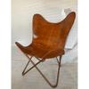 Classic Leather Brown Leather Living Room Chair Butterfly Chair Cover With Powder Coated Rose Gold Folding Frame Valentine Gift