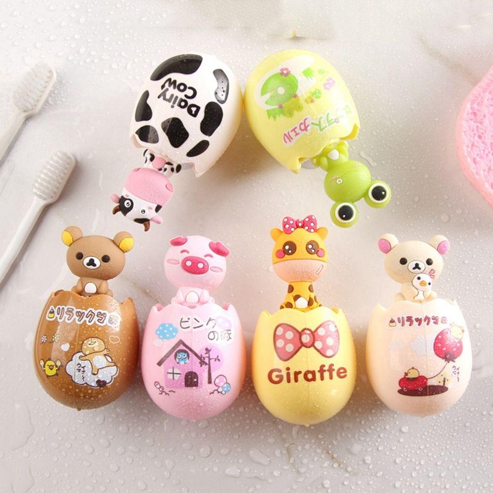 Plastic Animal Egg-shaped Toothbrush Holder Double Suction Cup Toothbrush Rack Bathroom