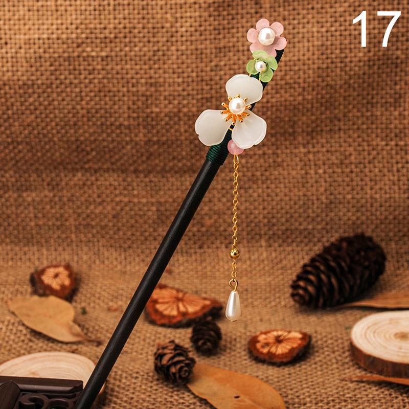 Новые Роскошные Заколки для Волос с Цветами Ручной Работы, Винтажные Деревянные Китайские Заколки-Шпильки для Волос для Женщин, Украшения для Волос, Головные Украшения