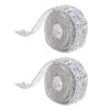 2pcs 0.8inch Sliver Resin Rhinestone Strip Self Adhesive 1 Yard Decorative Glitter Bling Ribbons