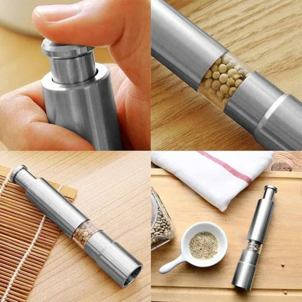 Thumb Push Button Pepper Grinder Stainless Steel Thumb Push Grinder  Barbecue Seasoning