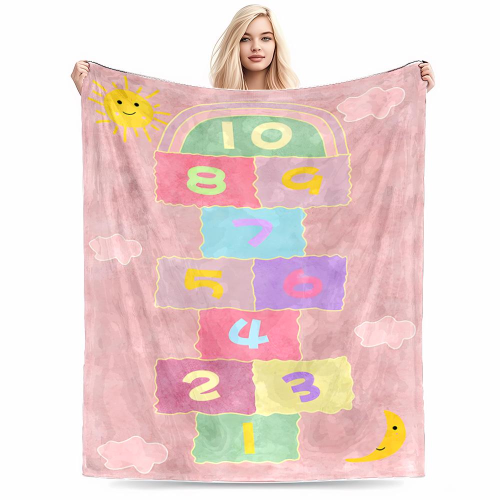 Hopscotch Keep warm with Sun & Moon DesignFlannel blanket for bedroom, living room, sofa, and nap