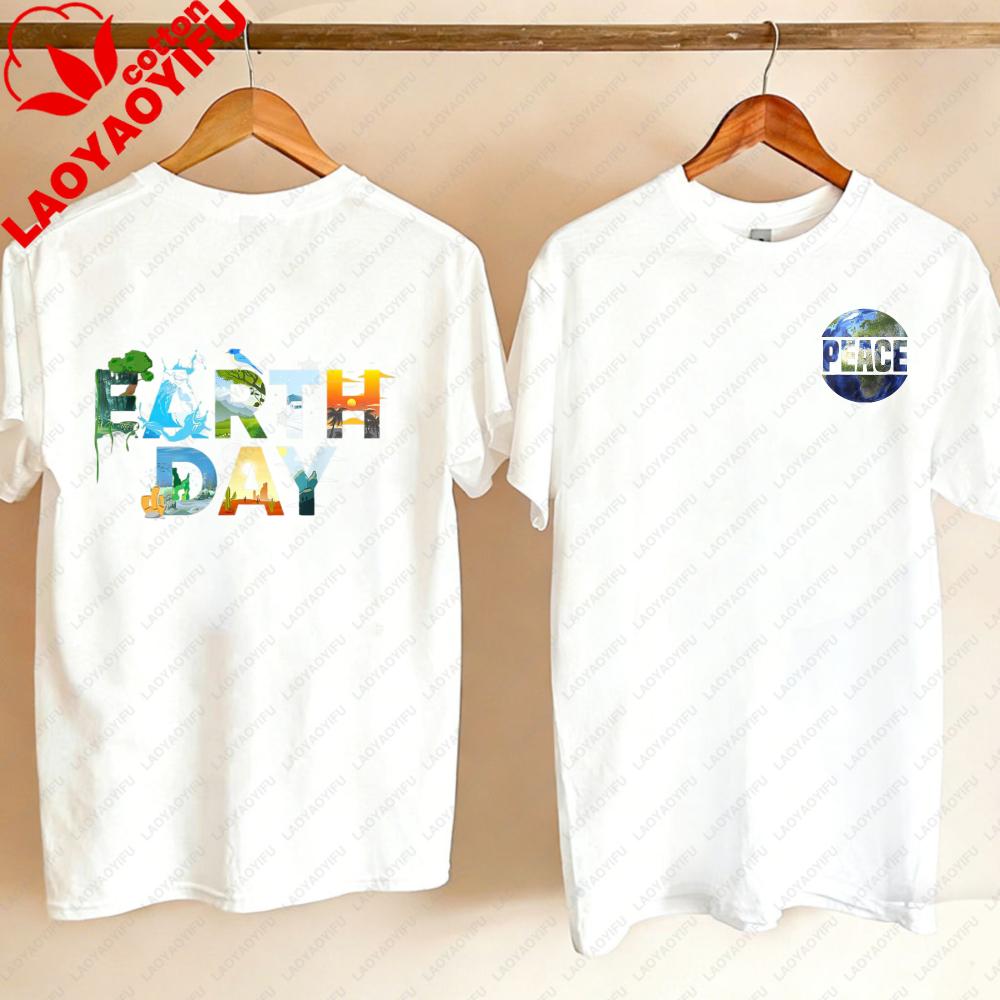 Earth Day EnvironUnisextal Protection Save Tree Animals Cotton TShirt Harajuku Oversized T Shirt Aesthetic Shirts for Women Tops
