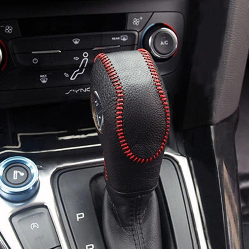 Черный кожаный чехол для ручки переключения передач My Good Car, чехлы для головок передач, чехлы для ручного тормоза для Ford Focus 3 4 MK3 LHD 2012-2017, аксессуары