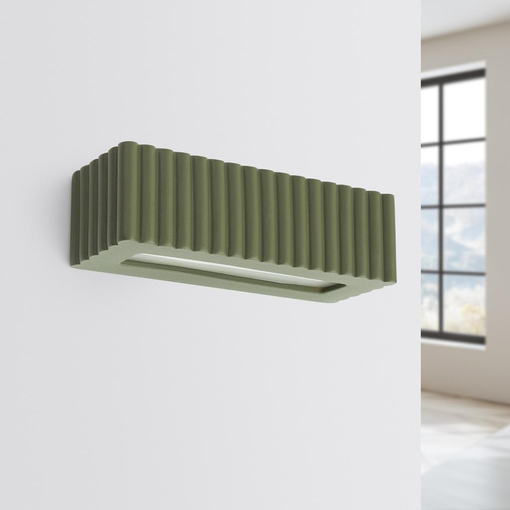 Rigata ceramic wall lamp, olive green