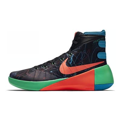 Hyperdunk 2015 С круглым носком На шнуровке Нескользящие Легкие Высокие баскетбольные кроссовки Мужские кроссовки Черный Зеленый Красный 749570-084