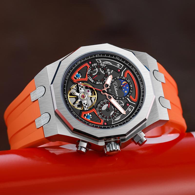 Мужские механические наручные часы Автоматические Мужские Роскошные Часы с Фазой Луны Мужские Повседневные Водонепроницаемые Деловые Светящиеся Часы