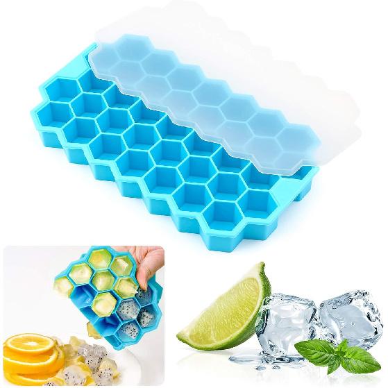 37 Grids Silicone Ice Cube Tray Reusable BPA Free Ice Cube Mold with Lids Food Grade Ice Maker Freezer Bar Kitchen Accessories 6