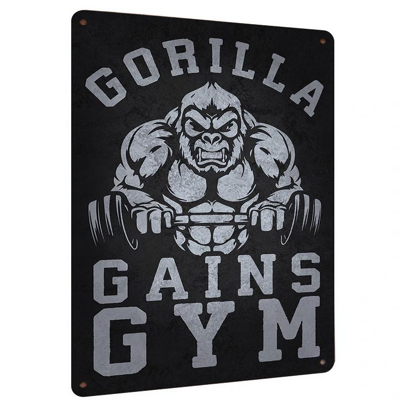 Gorilla Fitness Металлическое Настенное Искусство Тренажерный Зал Сила Тема Декоративная Железная Картина для Домашнего Тренажерного Зала