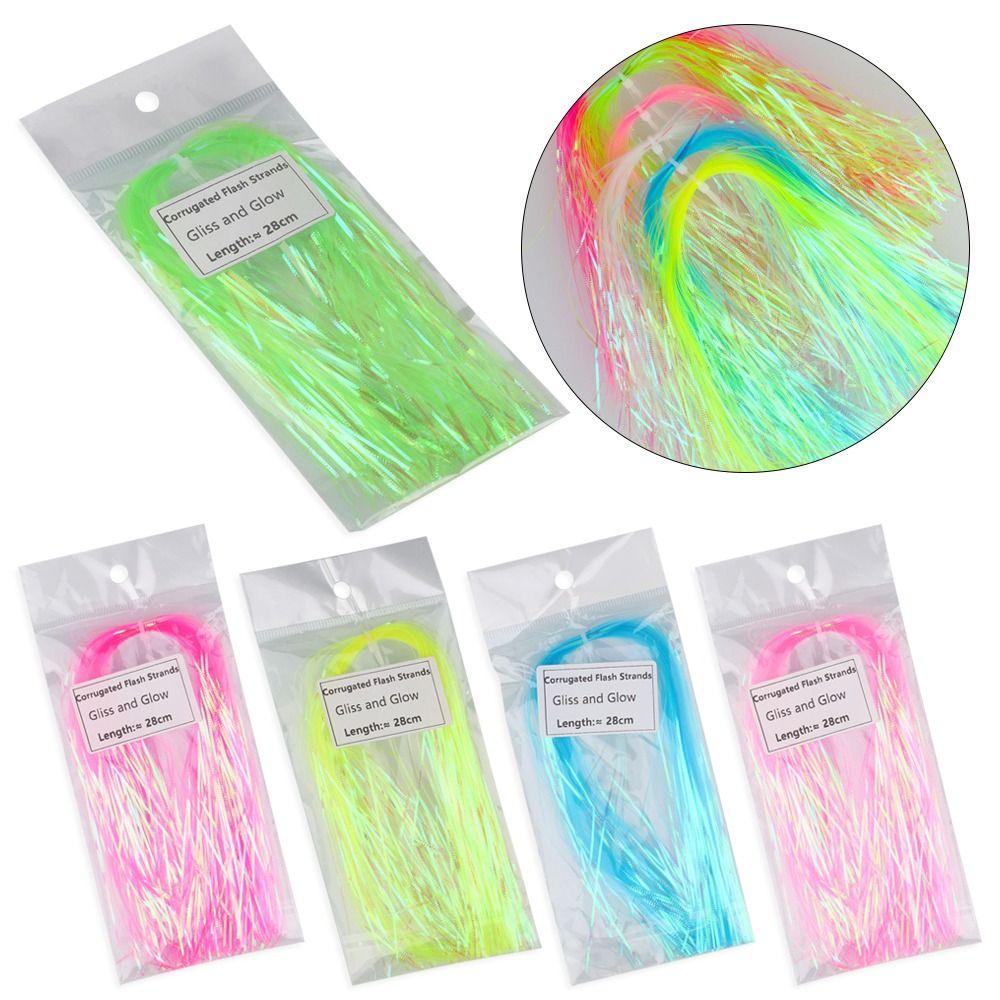 2Pcs Flies Tying Strands Gliss Simulates Fish Scale Corrugated Flash Tinsel Glow