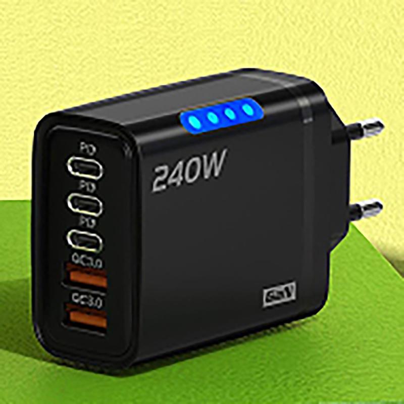 240 Вт 5-портовый GaN Адаптер Быстрой Зарядки USB C PD QC3.0 Портативный для Международных Путешествий Зарядка Нескольких Электронных Устройств