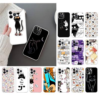 Чехол для телефона для Iphone 14 Pro Max 13 12 11 Pro Max Xs Xr X 12mini 7 8 Plus Se, чехол с рисунком черного кота и кота, принципиально