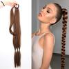 MERISIHAIR Synthetic Braided Ponytail Hair Extensions Natural Blond Hairpiece Long Wrap Around Pony Tail with Rubber Band