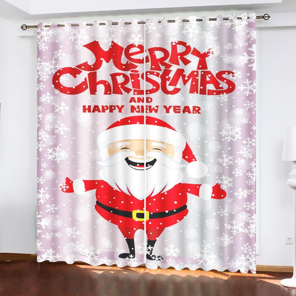 Рождество Санта-Клаус Подходит для домашнего декора Гостиная Спальня Плотные Шторы Балкон Экран Мультфильм Милый Перфорированный