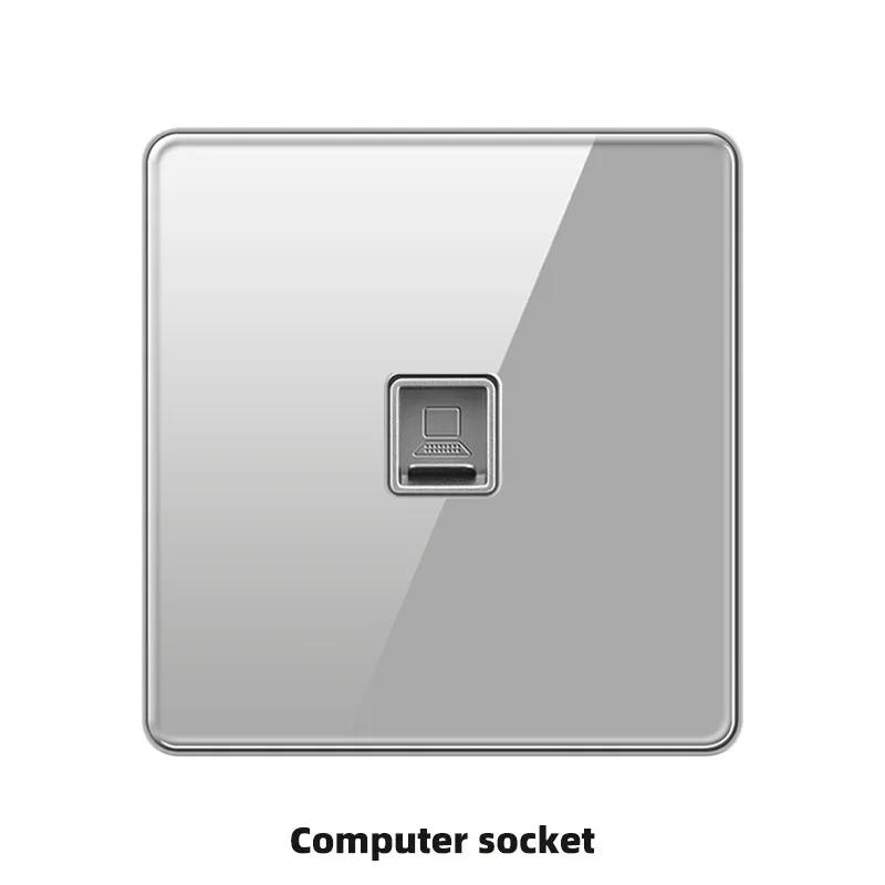 Роскошная серая панель из закаленного стекла, электрическая розетка UK 13A, двойная 5-контактная розетка и выключатель, универсальная настенная розетка USB C EU