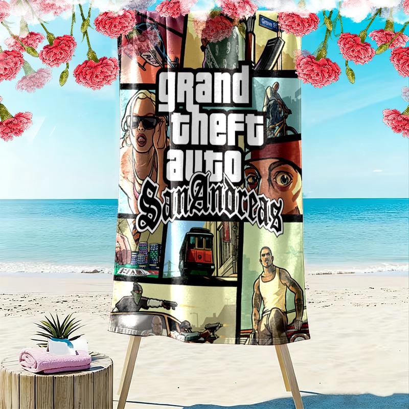Grand-Theft-Auto Beach Towel, Large Soft Quick Dry Towel for Beach Camping Swimming
