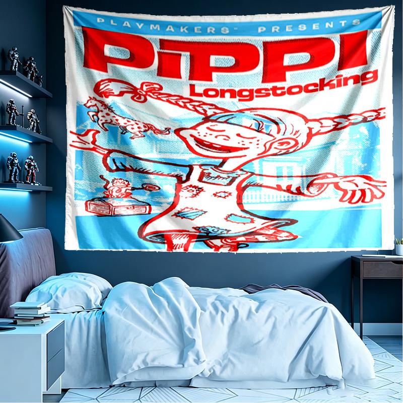 Pippi Longstocking Print Tapestry, Lightweight Wall Hanging, for Bedroom, Dorm, Living Room, Home Art Decor, Birthday Christmas Gift for Friends