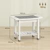 Shower Bench 2 Tier Shower Stool Bathroom With Shelf White And Grey