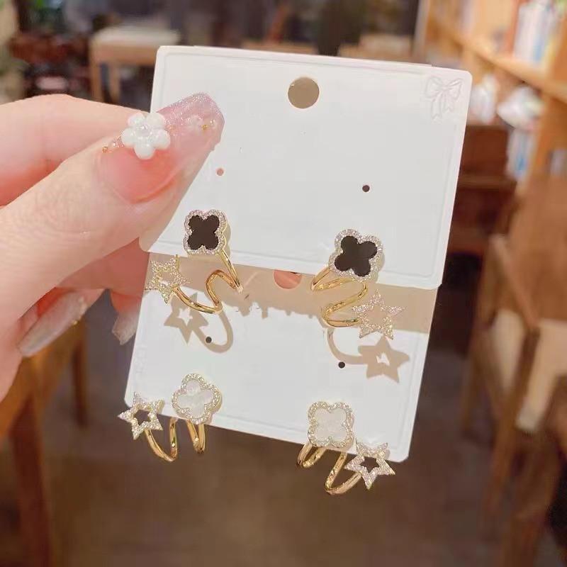 Серьги из циркония для леди Темперамент Модные серьги-гвоздики с четырьмя листочками клевера Серьги на удачу Помолвочные свадебные украшения для влюбленных Подарок ARI